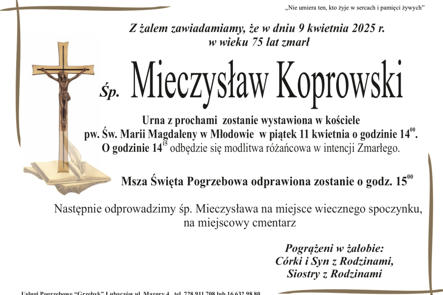 Zmarł Mieczysław Koprowski [75 lat]